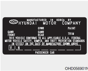 The certification label is located on the driver's door sill at the center pillar.