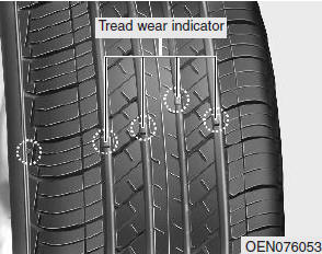 If the tire is worn evenly, a tread wear indicator will appear as a solid band