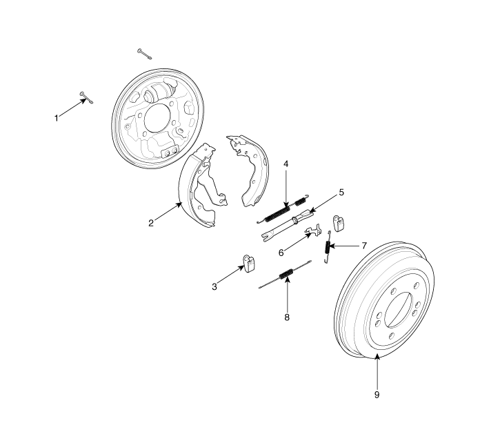 Hyundai Elantra: Rear Drum Brake. Components and Components Location ...