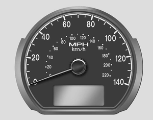 The speedometer indicates the forward speed of the vehicle.