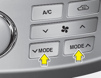 The mode selection button controls the direction of the air flow through the