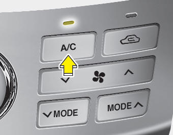 Push the A/C button to turn the air conditioning system on (indicator light will