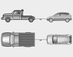 • Use a towing strap less than 16 feet (5 m) long. Attach a white or red cloth