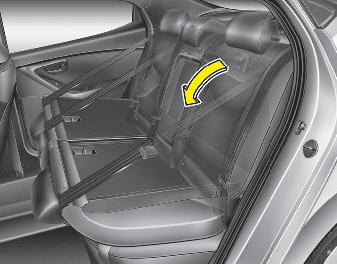 4.Fold the seatback toward the front of the vehicle.