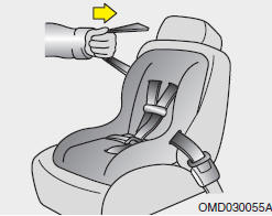 4. Slowly allow the shoulder portion of the seat belt to retract and listen for