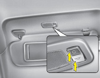 Pull the sunvisor downward and you can turn the vanity mirror lamp ON or OFF