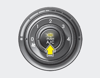 Press the A/C button to turn the air conditioning system on (indicator light