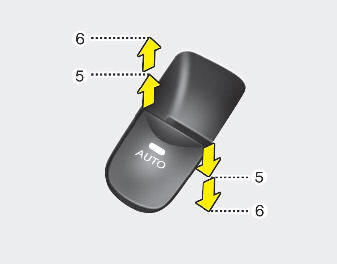 Pressing or pulling up the power window switch momentarily to the second detent