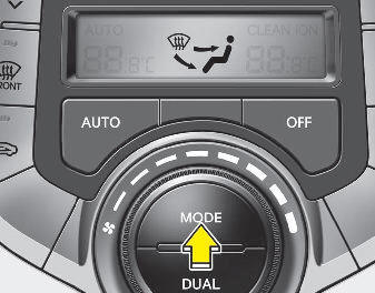 The mode selection button controls the direction of the air flow through the