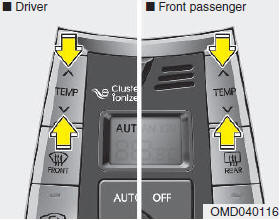 The temperature will increase by pushing the up button. Each push of the button