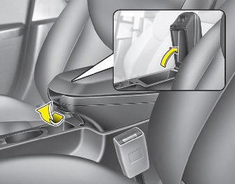 To open the center console storage, pull up the lever.