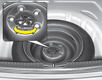 Turn the tire hold-down wing bolt counterclockwise.