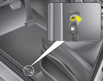 The fuel filler lid must be opened from inside the vehicle by pulling the fuel